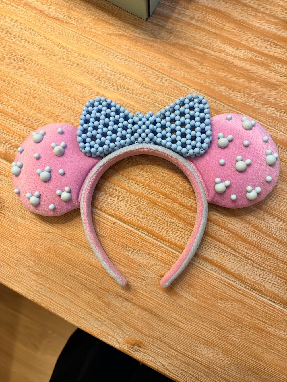 Purple Mouse Ear Headband with Blue Beaded Bow